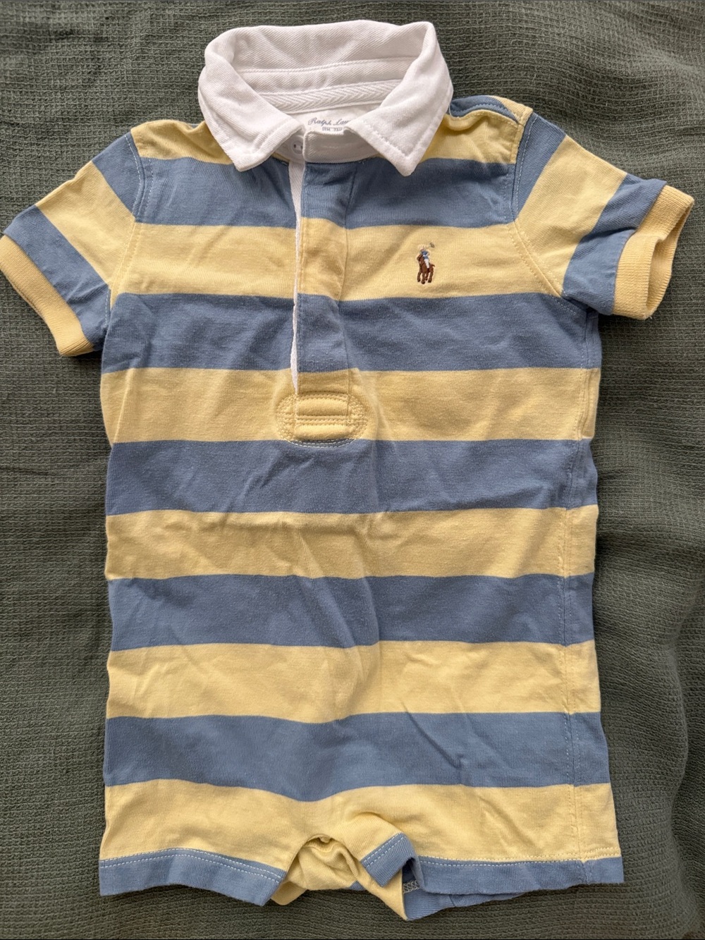 Ralph Lauren Blue & Yellow Striped Polo Romper